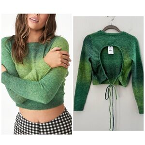 Cotton On Green Ombré Open Back Cropped Sweater NWT Size Small Y2K